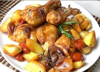 Rezept für Ofen-Hühnchen mit Kartoffeln