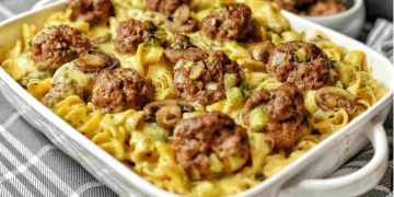 Rezept für Bandnudeln mit Hackbällchen in Pilzsoße