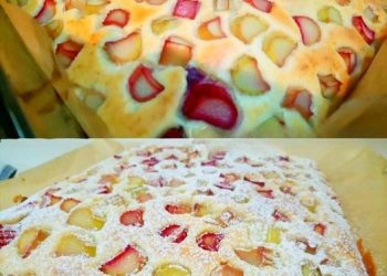 Erdbeer Rhabarberkuchen mit Joghurt