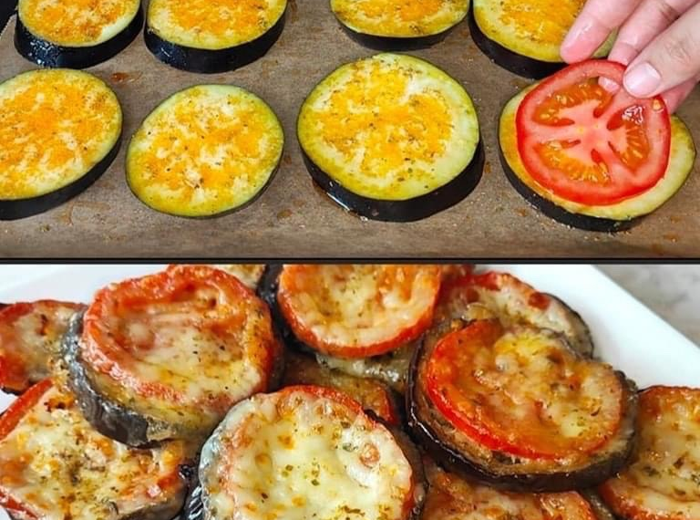 Auberginentörtchen mit Tomaten und Käse