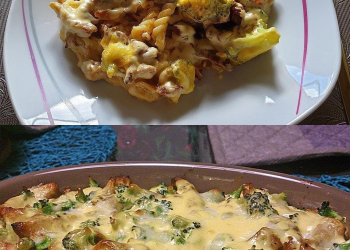 Gyrosauflauf mit Knoblauch und Sauce Hollandaise