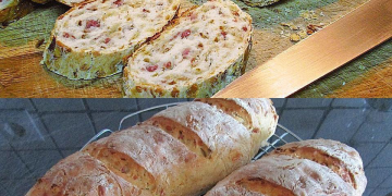 Zwiebel-Käse-Schinken-Brot