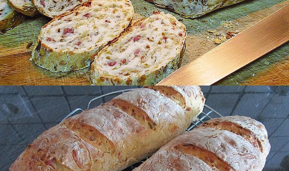 Zwiebel-Käse-Schinken-Brot