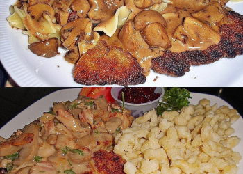 Jägerschnitzel mit Spätzle