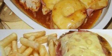 Ananas-Schinken-Schnitzel mit Käse überbacken