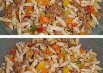 Kritharaki Salat mit Hackfleisch, der süchtig macht