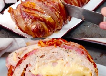 Hähnchenhackbraten im Speckmantel: das feuchte und saftige Rezept für einen gefüllten Hähnchenhackbraten