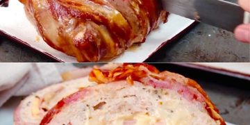 Hähnchenhackbraten im Speckmantel: das feuchte und saftige Rezept für einen gefüllten Hähnchenhackbraten