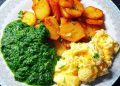 Bratkartoffeln mit Spinat und Rührei