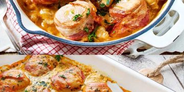 Lende im Speckmantel mit Champignons