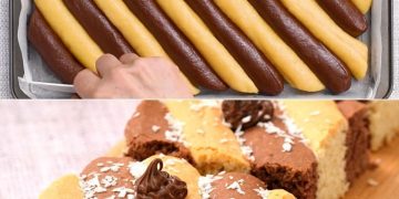 Weiche Torte mit zwei Geschmacksrichtungen: das krümelige, köstliche und einfach zuzubereitende Dessert!