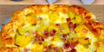 Herzhafter Kuchen mit Kartoffeln, Speck und Provola: das schnelle Rezept für ein leckeres Abendessen