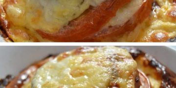 Auberginen-, Tomaten- und Käse-Millefeuille