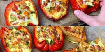 Gefüllte Paprika mit Käse aus dem Backofen