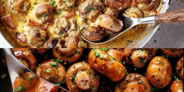 Champignons in leckere Knoblauch Rahmsoße