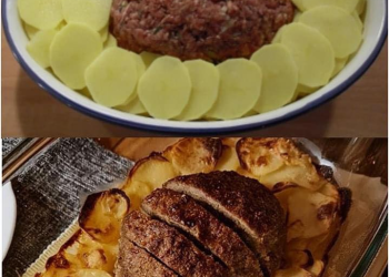 Hackbraten mit Kartoffeln in Sahne