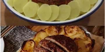 Hackbraten mit Kartoffeln in Sahne