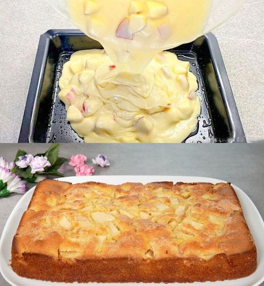 Apfelkuchen mit Vanillepudding wie vom Oma