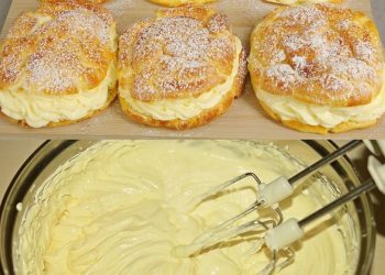 Fantastische Teilchen gefüllt mit Vanillecreme