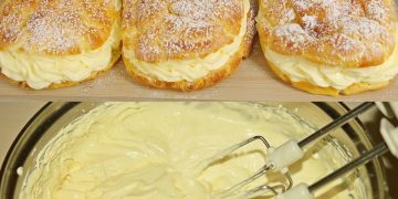 Fantastische Teilchen gefüllt mit Vanillecreme