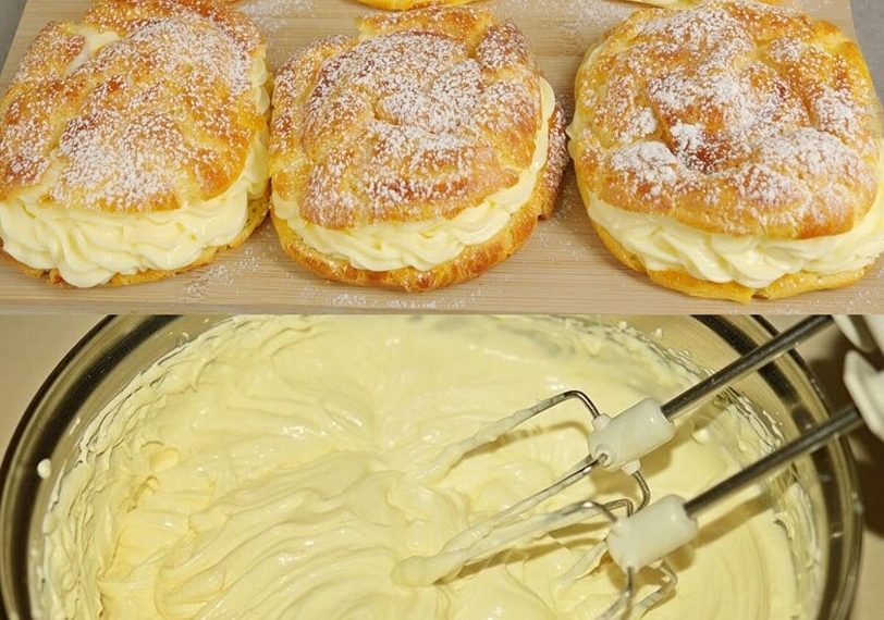 Fantastische Teilchen gefüllt mit Vanillecreme