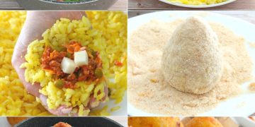 Reis-Arancini: das typisch sizilianische Rezept mit Reis gefüllt mit Ragù und Erbsen