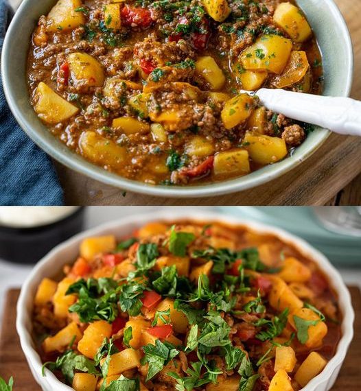 Paprika Kartoffel Pfanne mit Hackfleisch