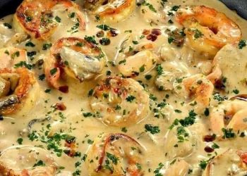 Knoblauch Garnelen und Kokosmilch