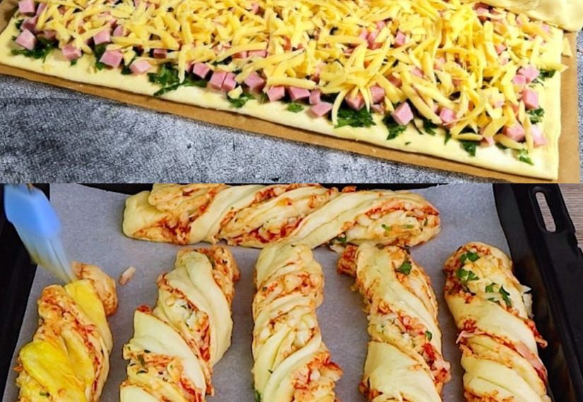 Blätterteig Stangen mit Schinken und Käse mit nur 4 Zutaten, sowas von lecker!