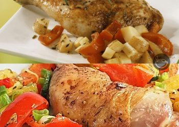 Gebratene Lammkoteletts mit Paprika und Rosmarin-Kartoffeln