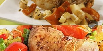 Gebratene Lammkoteletts mit Paprika und Rosmarin-Kartoffeln