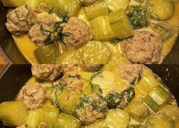 Schmorgurken mit Hackbällchen