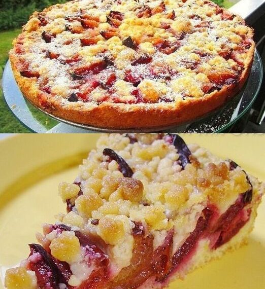 Zwetschgenkuchen mit Zimtstreuseln in 5 Minuten bereit für den Ofen