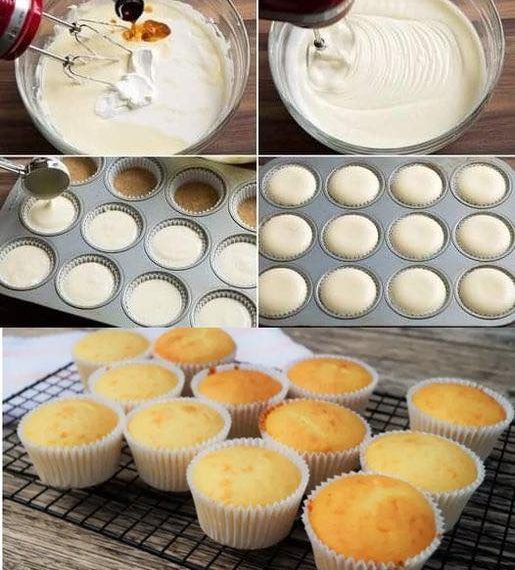 Käsekuchen Muffins gefüllt mit Vanillepudding