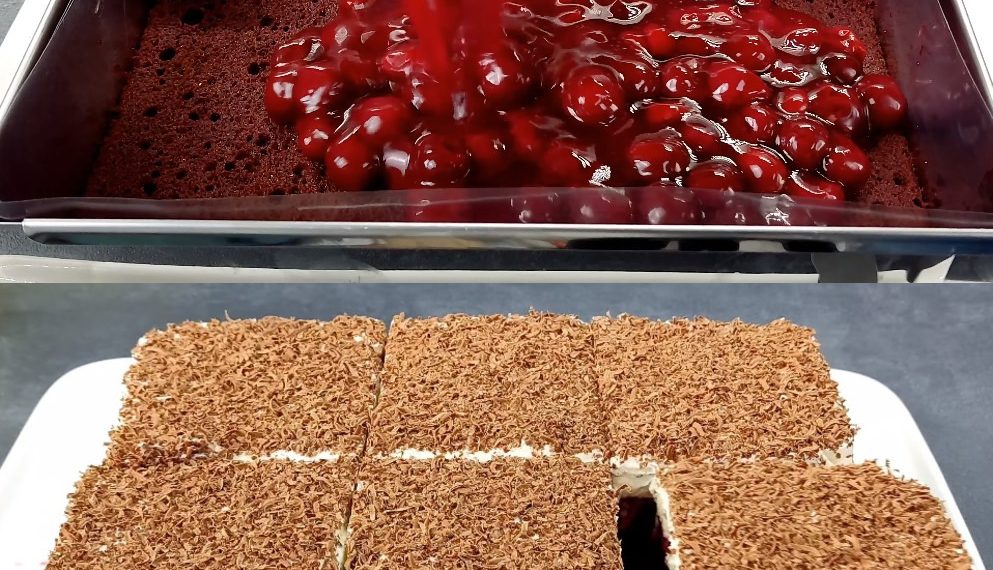 Achtung, diese Schwarzwälder Torte vom Blech schmeckt unfassbar lecker!