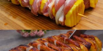 Im Ofen gebackene Schweinefleischspieße