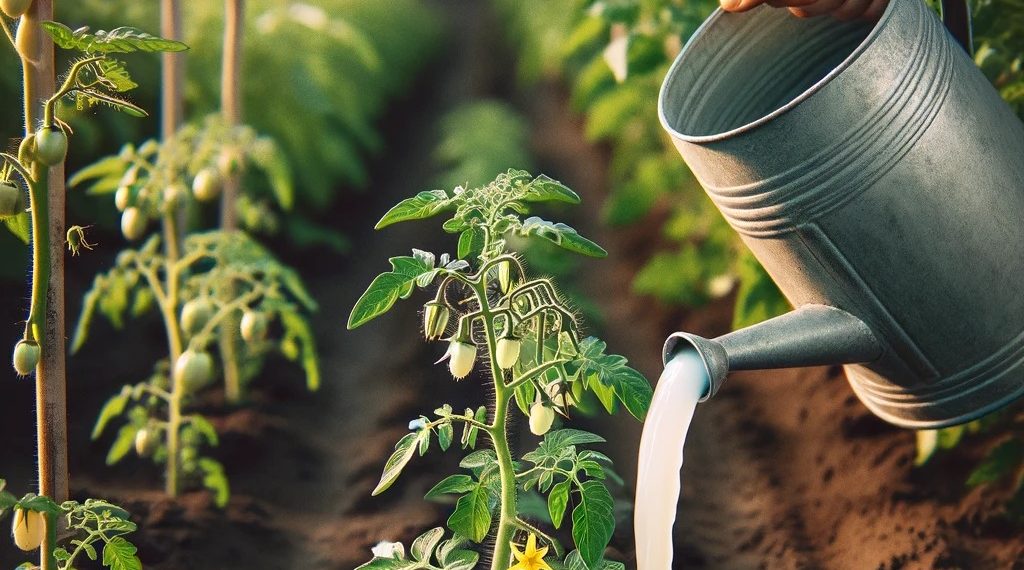 The strong mixture with which to water the tomatoes in the garden. All the neighbors will envy your rich harvest