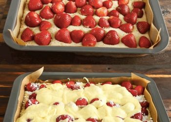 Erdbeer Blechkuchen, Schnell und total lecker