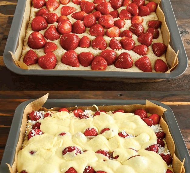 Erdbeer Blechkuchen, Schnell und total lecker
