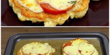 Gebackener Blumenkohl mit Tomaten und 200 g Mozzarella