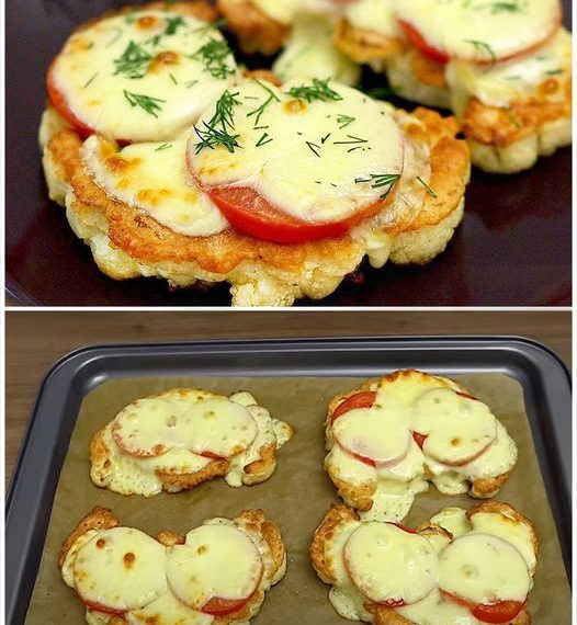 Gebackener Blumenkohl mit Tomaten und 200 g Mozzarella