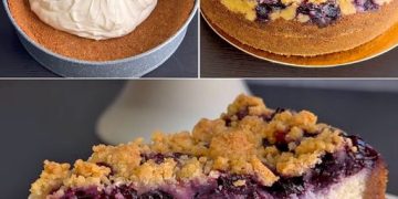 Zerbröckelter Blaubeer-Käsekuchen: ein wirklich köstliches Dessert zum Probieren