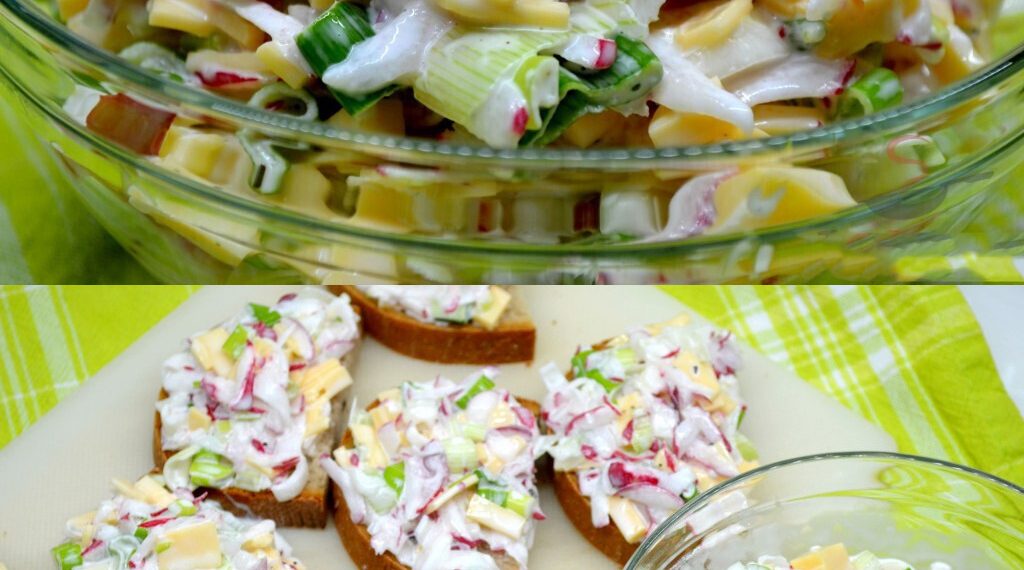 Leckerer Salat in 3 Minuten, Radieschen-Käse-Salat mit nur 4 Zutaten!