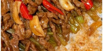 Wie lecker ist das denn, Chinesisches Rindfleisch mit Zwiebeln und Paprika