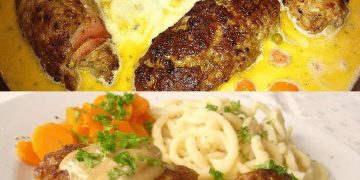 Hackröllchen in Zwiebelsoße