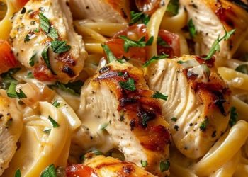 Cremige toskanische Nudeln mit Huhn