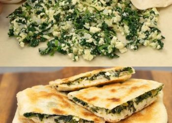 Türkisches Fladenbrot mit Spinat und Feta
