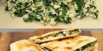 Türkisches Fladenbrot mit Spinat und Feta