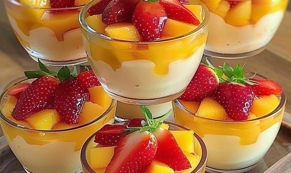 Leichtes Erdbeer-Mango Dessert, In 5 Minuten Zubereitet