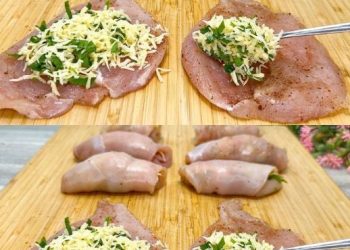 Saftige gefüllte Hähnchenbrüste mit Käse-Kartoffel-Auflauf